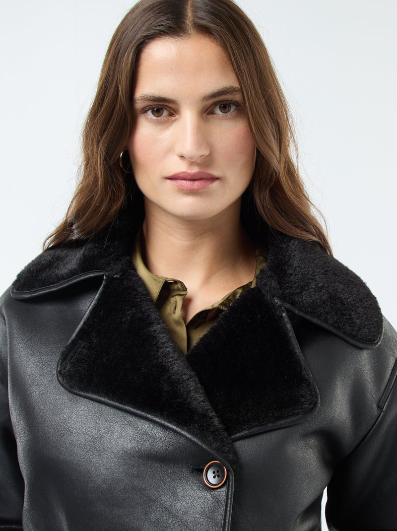 Manteau doublé style aviateur Noir - Kiabi