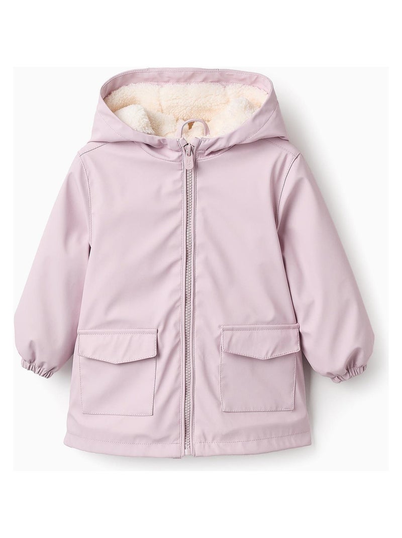 Manteau doublure en caoutchouc, doublure effet moutonné, avec capuche NEW YORK Rose clair - Kiabi