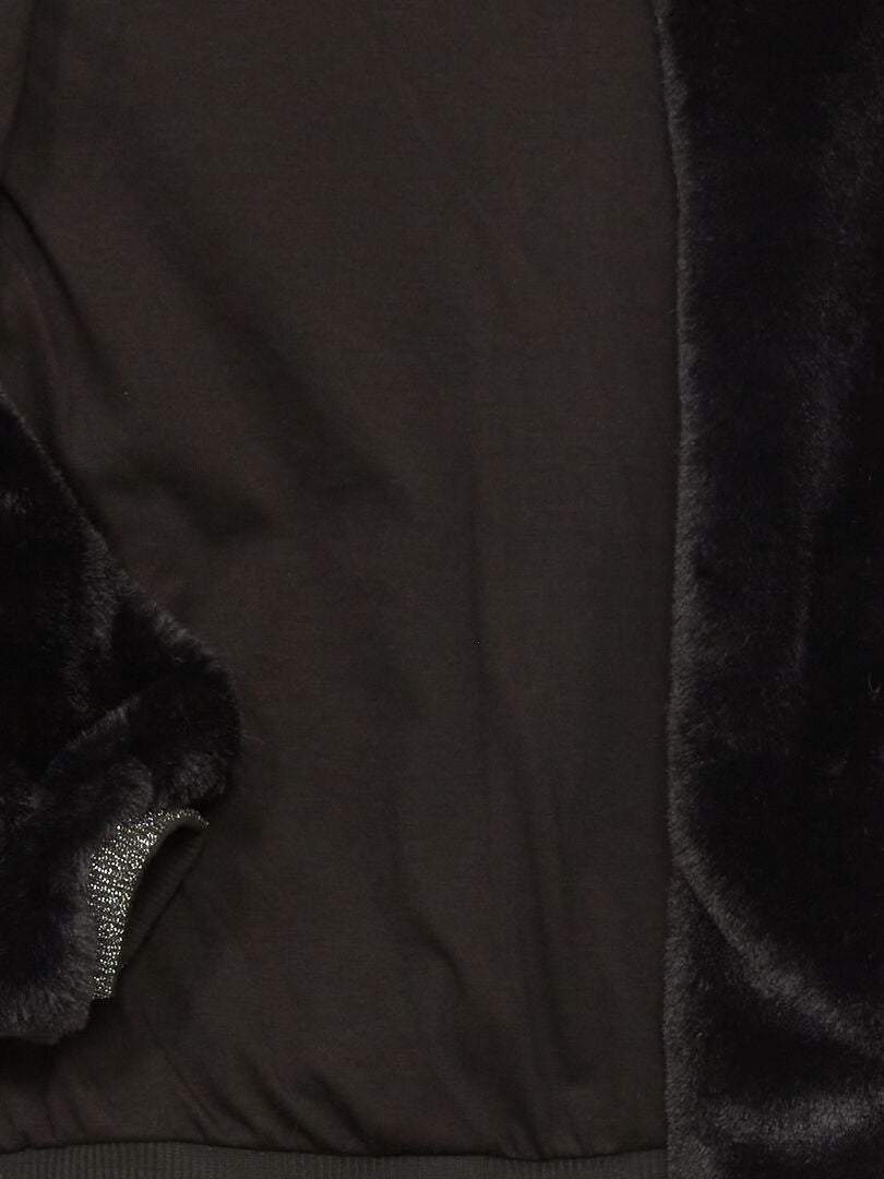 Manteau effet fourrure noir - Kiabi