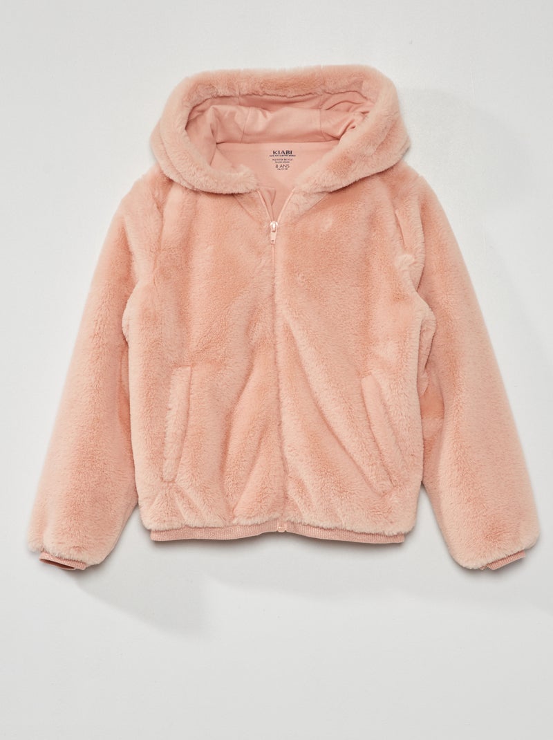 Manteau effet fourrure Rose - Kiabi