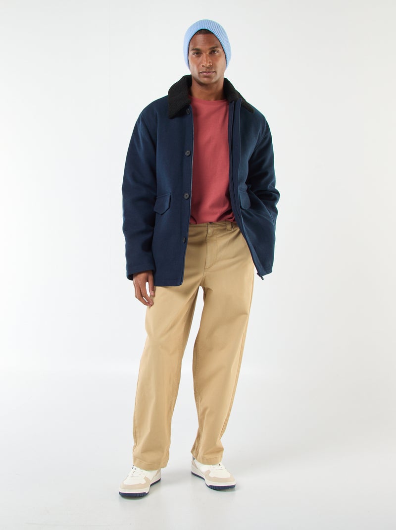 Manteau effet lainage Bleu - Kiabi