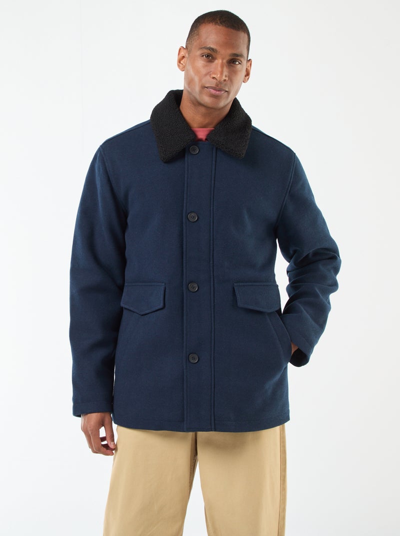 Manteau effet lainage Bleu - Kiabi