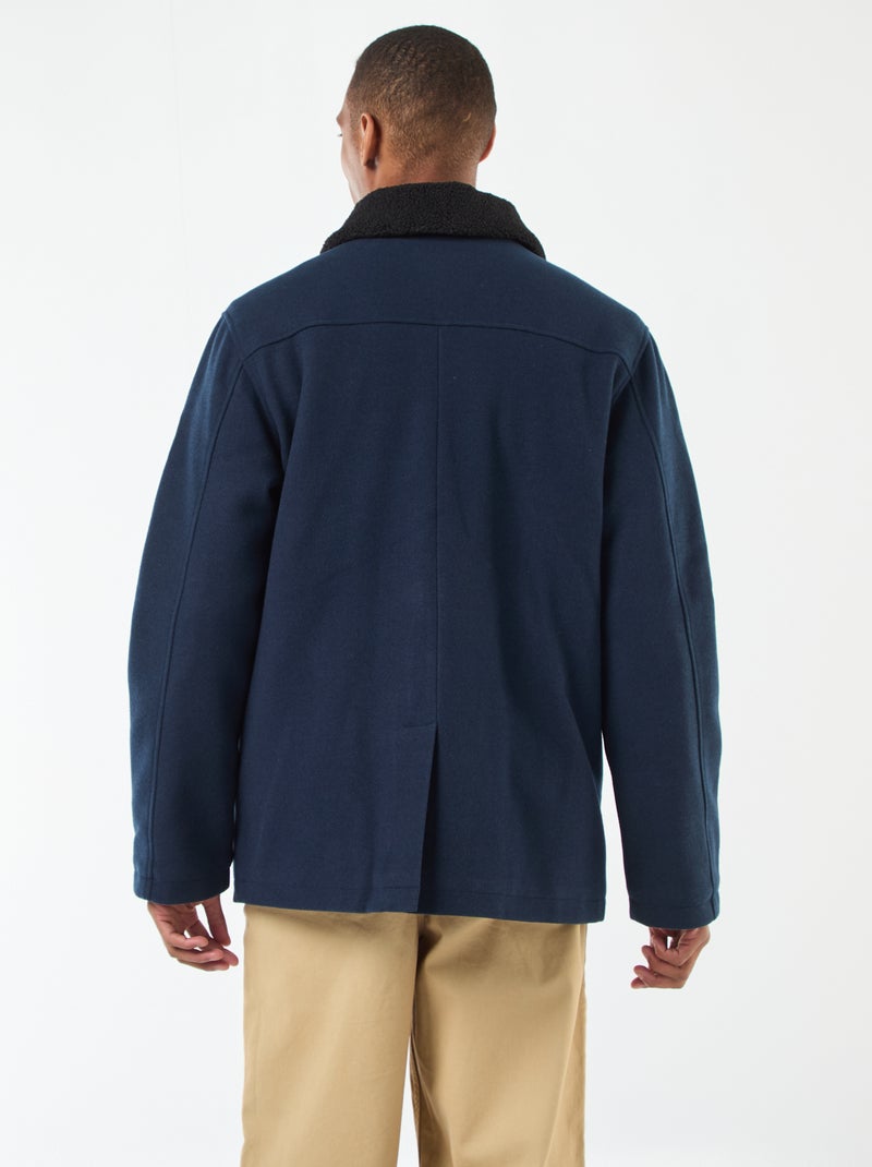 Manteau effet lainage Bleu - Kiabi