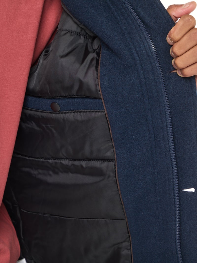 Manteau effet lainage Bleu - Kiabi