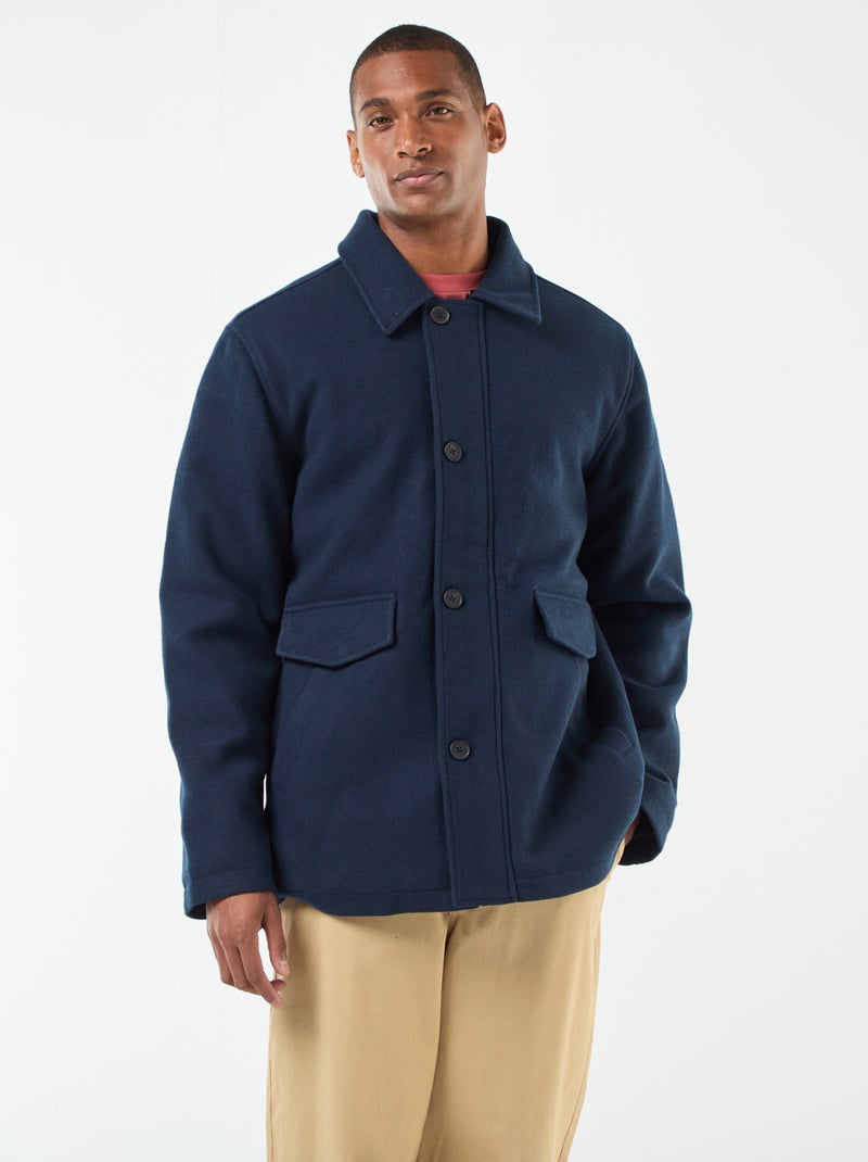 Manteau effet lainage Bleu - Kiabi