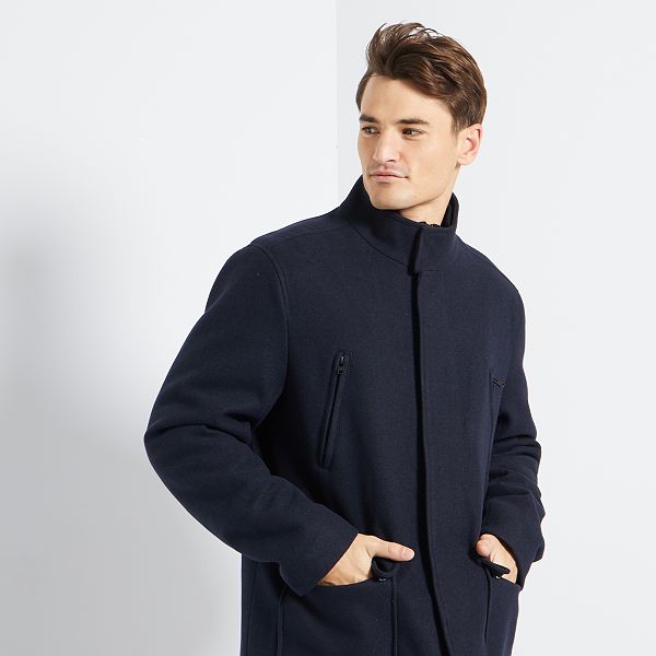 Manteau Effet Lainage Homme Bleu Marine Kiabi 38 50