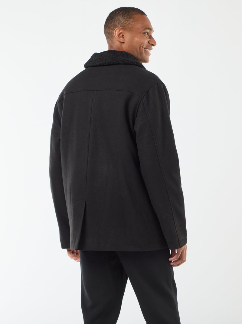 Manteau effet lainage Noir - Kiabi