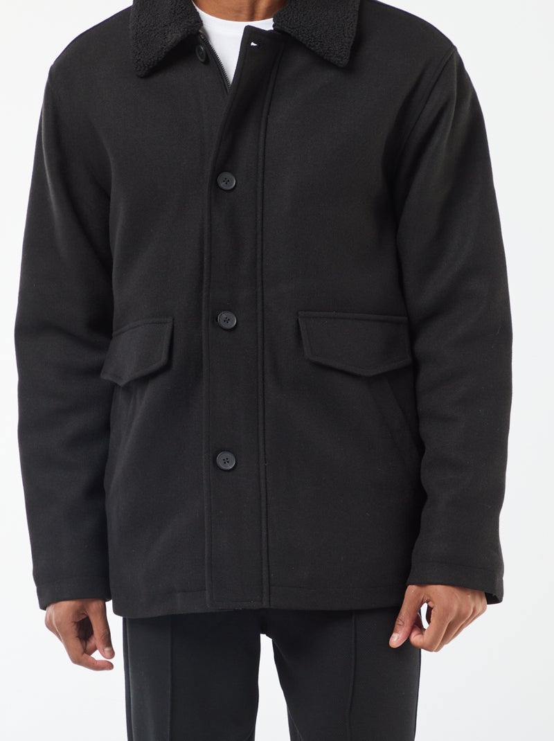 Manteau effet lainage Noir - Kiabi