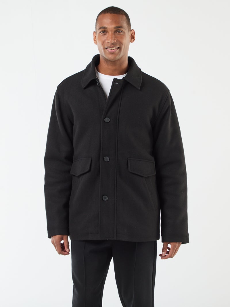 Manteau effet lainage Noir - Kiabi