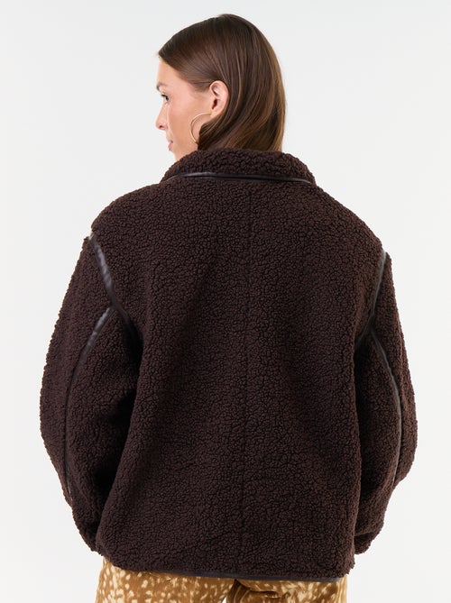Manteau effet moutonné avec bords contrastés - Kiabi
