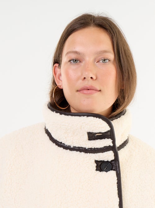 Manteau effet moutonné détails faux cuir - Kiabi