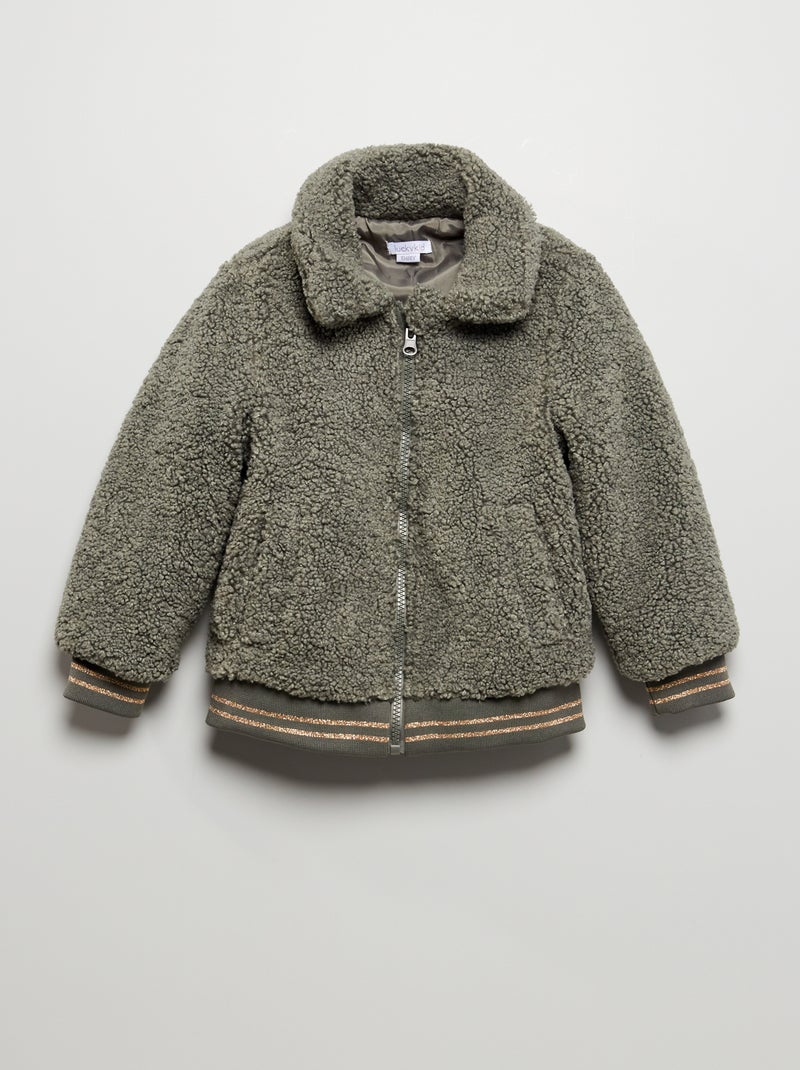 Manteau effet moutonné Vert - Kiabi
