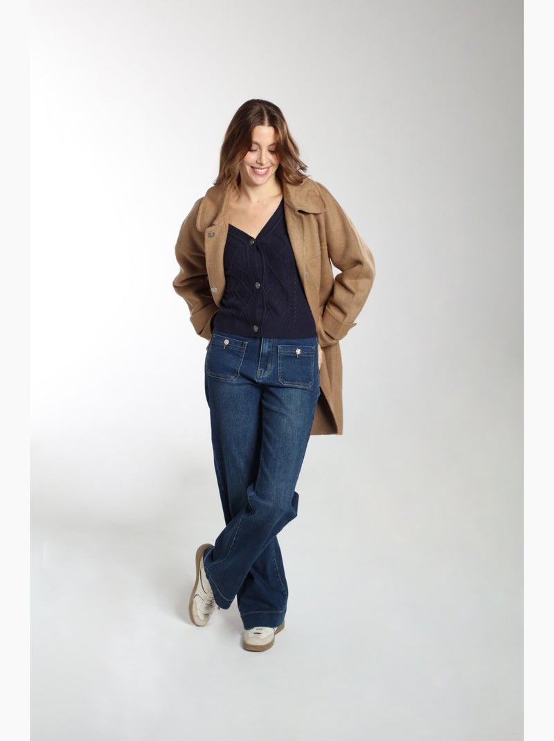 Manteau Elara  Avec Col Claudine | Gerard Pasquier Camel - Kiabi