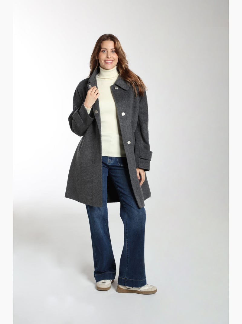 Manteau Elara   Avec Col Claudine | Gerard Pasquier Gris clair - Kiabi