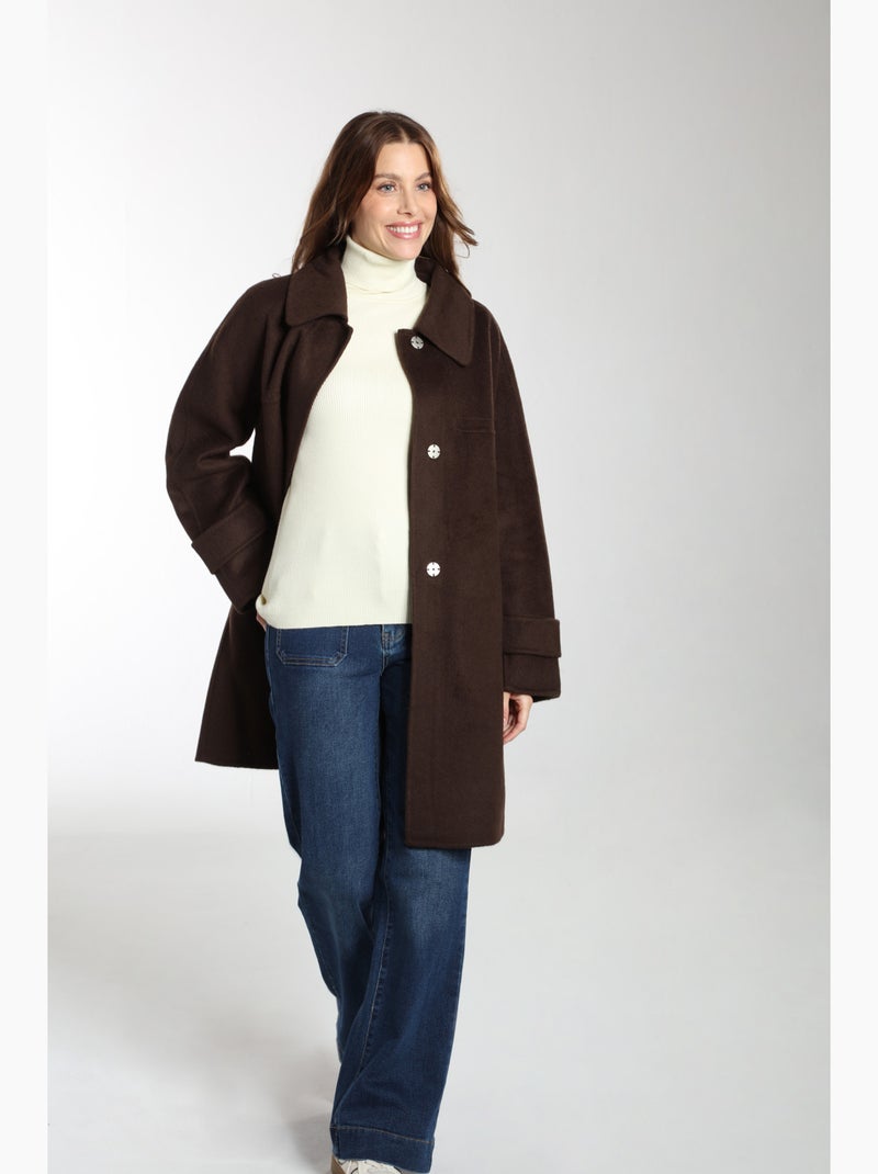 Manteau Elara  Avec Col Claudine | Gerard Pasquier Marron - Kiabi