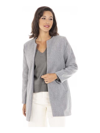 Manteau ELIE Gris Manteau col rond