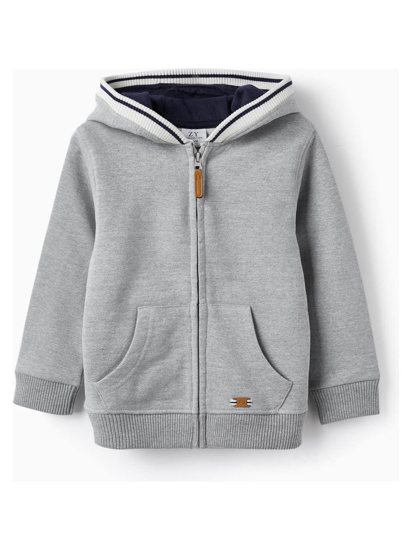 Manteau en coton avec fermeture éclair et capuche pour garçon   LITERATURE CLUB Gris - Kiabi