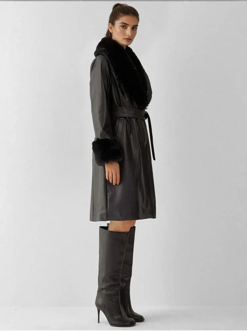 Manteau en cuir et fausse fourrure bdart - Kiabi Manteau en cuir et fausse fourrure bdart - Kiabi