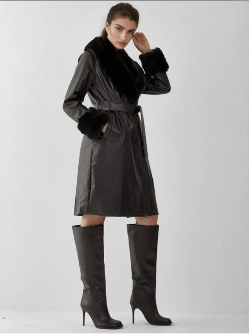 Manteau en cuir et fausse fourrure bdart - Kiabi Manteau en cuir et fausse fourrure bdart - Kiabi
