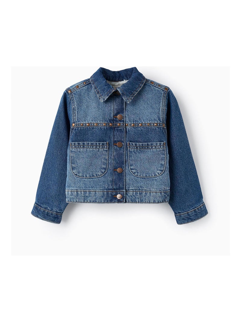 Manteau en Denim en Coton avec Clous pour Fille   ACE CLUBS Bleu - Kiabi