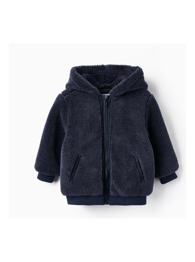 Manteau en Effet moutonné avec Capuche pour Bébé Garçon   ACE CLUBS Bleu foncé - Kiabi