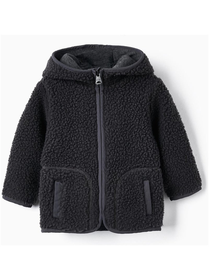 Manteau en Effet moutonné avec Capuche pour Bébé Garçon   NORTHERN CALLING Gris foncé - Kiabi