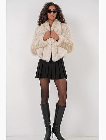 Manteau en fausse fourrure à double boutonnage bdart