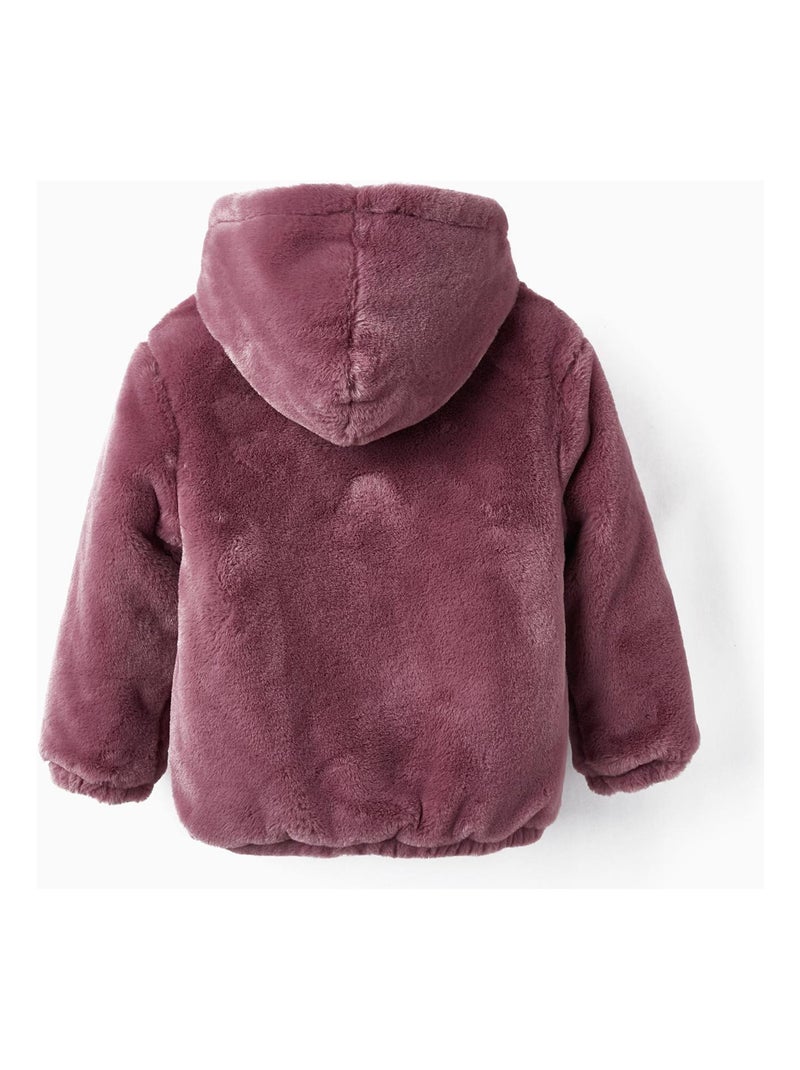 Manteau en Fausse Fourrure avec Capuche pour Fille   GIRLS N' ROSES Violet - Kiabi