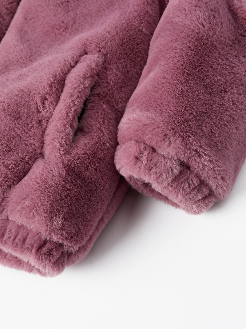 Manteau en Fausse Fourrure avec Capuche pour Fille   GIRLS N' ROSES Violet - Kiabi
