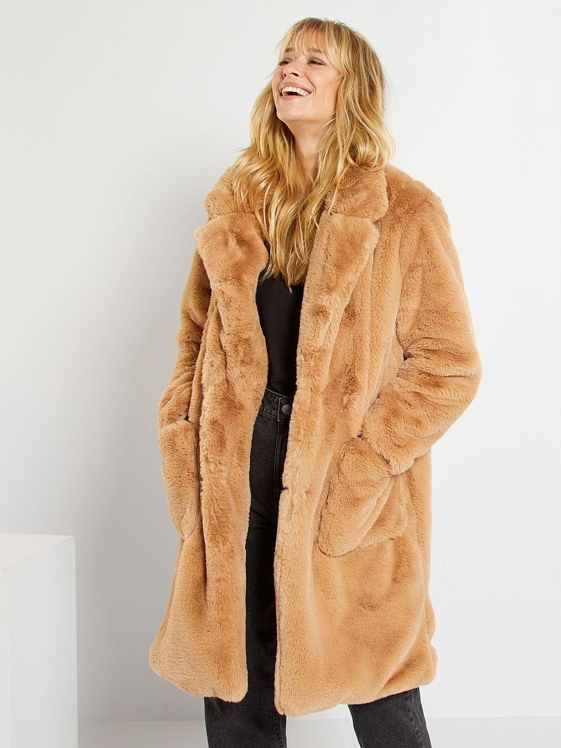 Manteau en fausse fourrure - camel - Kiabi - 35.00€
