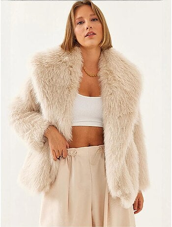 Manteau en fausse fourrure de qualité supérieure doublé avec col mbms lucci