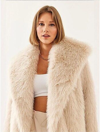 Manteau en fausse fourrure de qualité supérieure doublé avec col mbms lucci