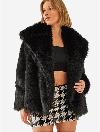 Manteau en fausse fourrure de qualité supérieure doublé avec col mbms lucci