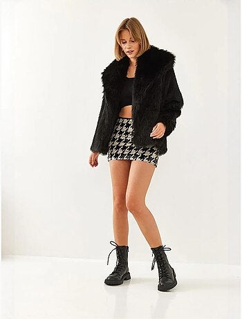 Manteau en fausse fourrure de qualité supérieure doublé avec col mbms lucci