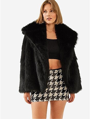Manteau en fausse fourrure de qualité supérieure doublé avec col mbms lucci