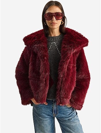 Manteau en fausse fourrure de qualité supérieure doublé avec col mbms lucci