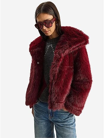 Manteau en fausse fourrure de qualité supérieure doublé avec col mbms lucci