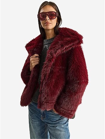 Manteau en fausse fourrure de qualité supérieure doublé avec col mbms lucci