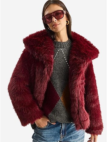 Manteau en fausse fourrure de qualité supérieure doublé avec col mbms lucci