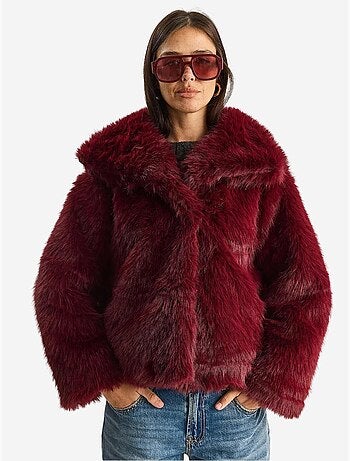 Manteau en fausse fourrure de qualité supérieure doublé avec col mbms lucci
