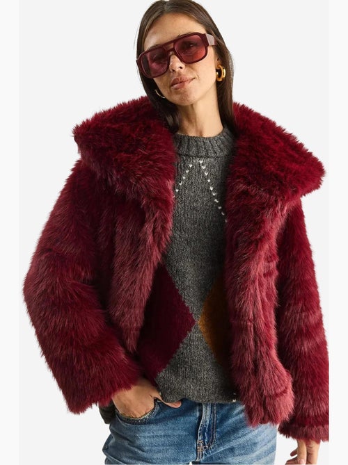 Manteau en fausse fourrure de qualité supérieure doublé avec col mbms lucci - Kiabi Manteau en fausse fourrure de qualité supérieure doublé avec col mbms lucci - Kiabi