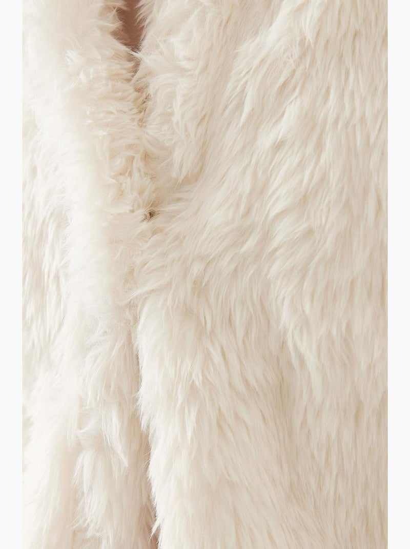 Manteau en fausse fourrure lucci Blanc cassé - Kiabi