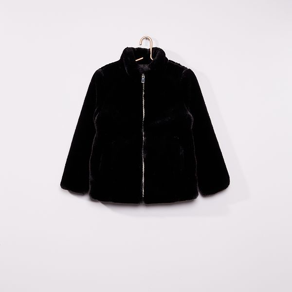 Manteau en fausse fourrure Fille noir Kiabi 25,00€ Blouson en fausse fourrure Femme noir Kiabi 30,00€