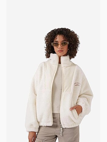 Manteau en fausse fourrure uni à fermeture éclair bdart