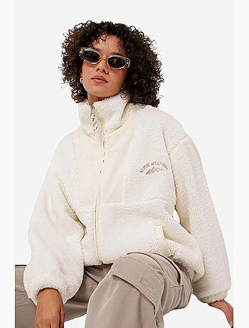 Manteau en fausse fourrure uni à fermeture éclair bdart