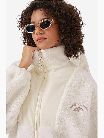 Manteau en fausse fourrure uni à fermeture éclair bdart