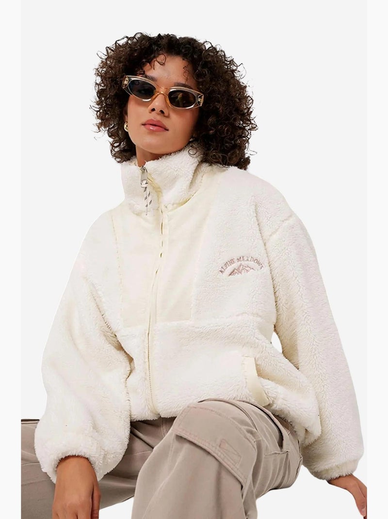 Manteau en fausse fourrure uni à fermeture éclair bdart Crème - Kiabi