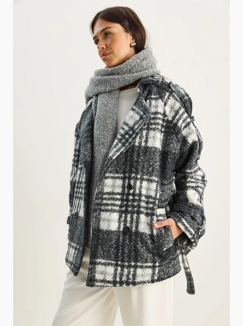 Manteau en feutre oversize à boutons lucci Gris - Kiabi