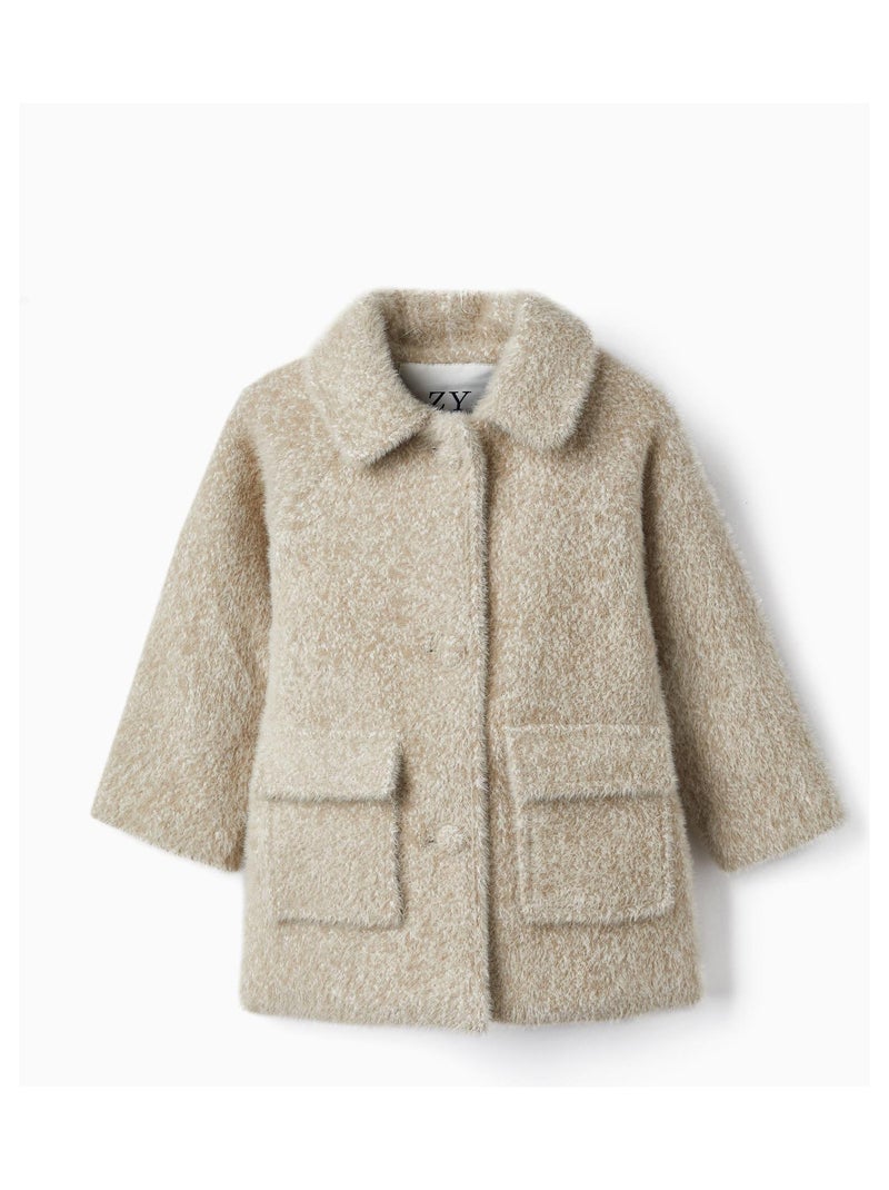 Manteau en fourrure avec poches pour bébé fille   LITERATURE CLUB Beige clair - Kiabi