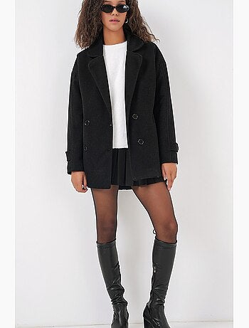 Manteau en laine à col portefeuille bdart